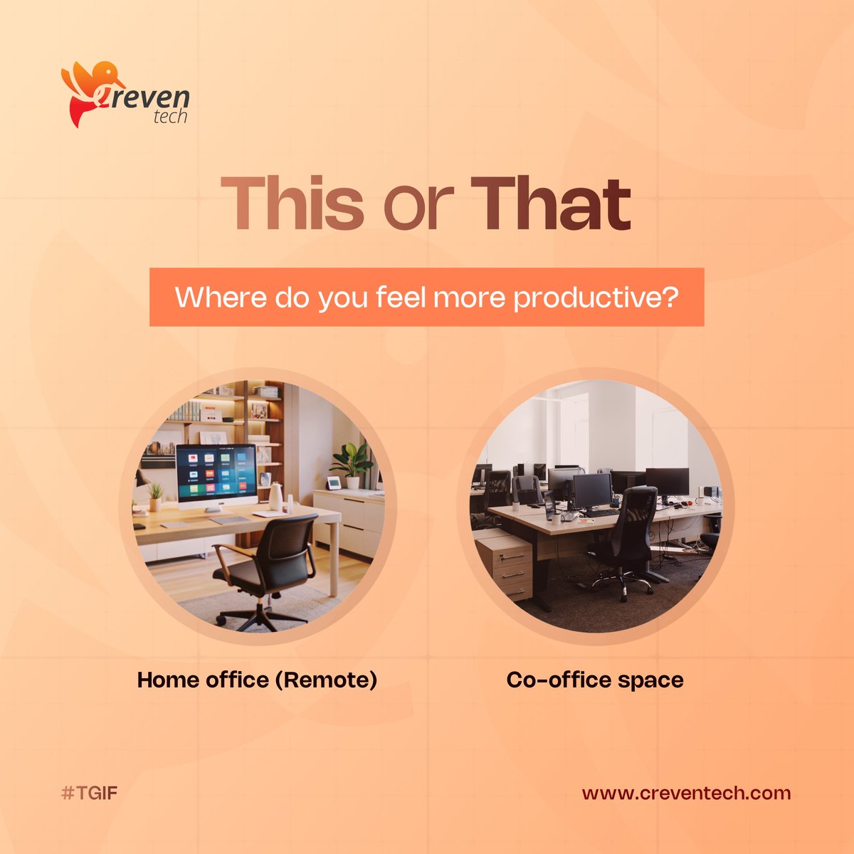 CrevenTech's tweet image. Where do you feel more productive?

Whether it’s the structured environment of an office or the flexibility of remote work, finding the right space can make all the difference in your performance.

Comment your preference below.