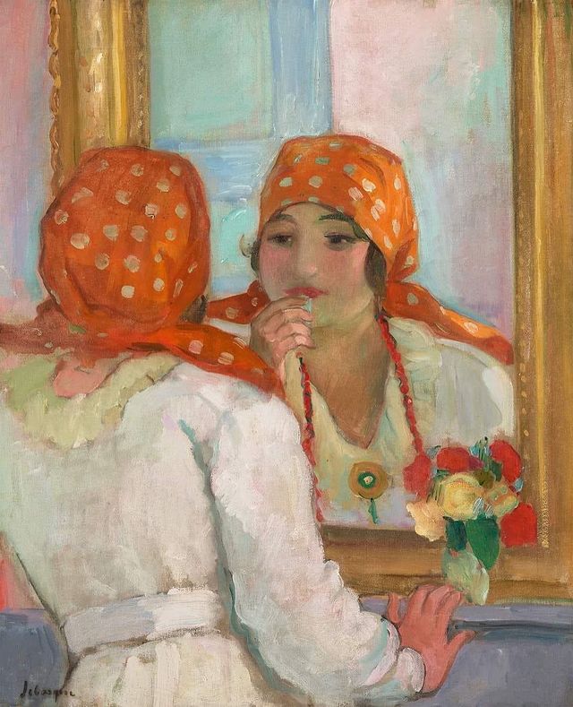 MenschOhneMusil's tweet photo. Henri #Lebasque 1865 - 1937 Devant le miroir à l’Ile-d’Yeu (1919). https://t.co/LgRHznhqbI