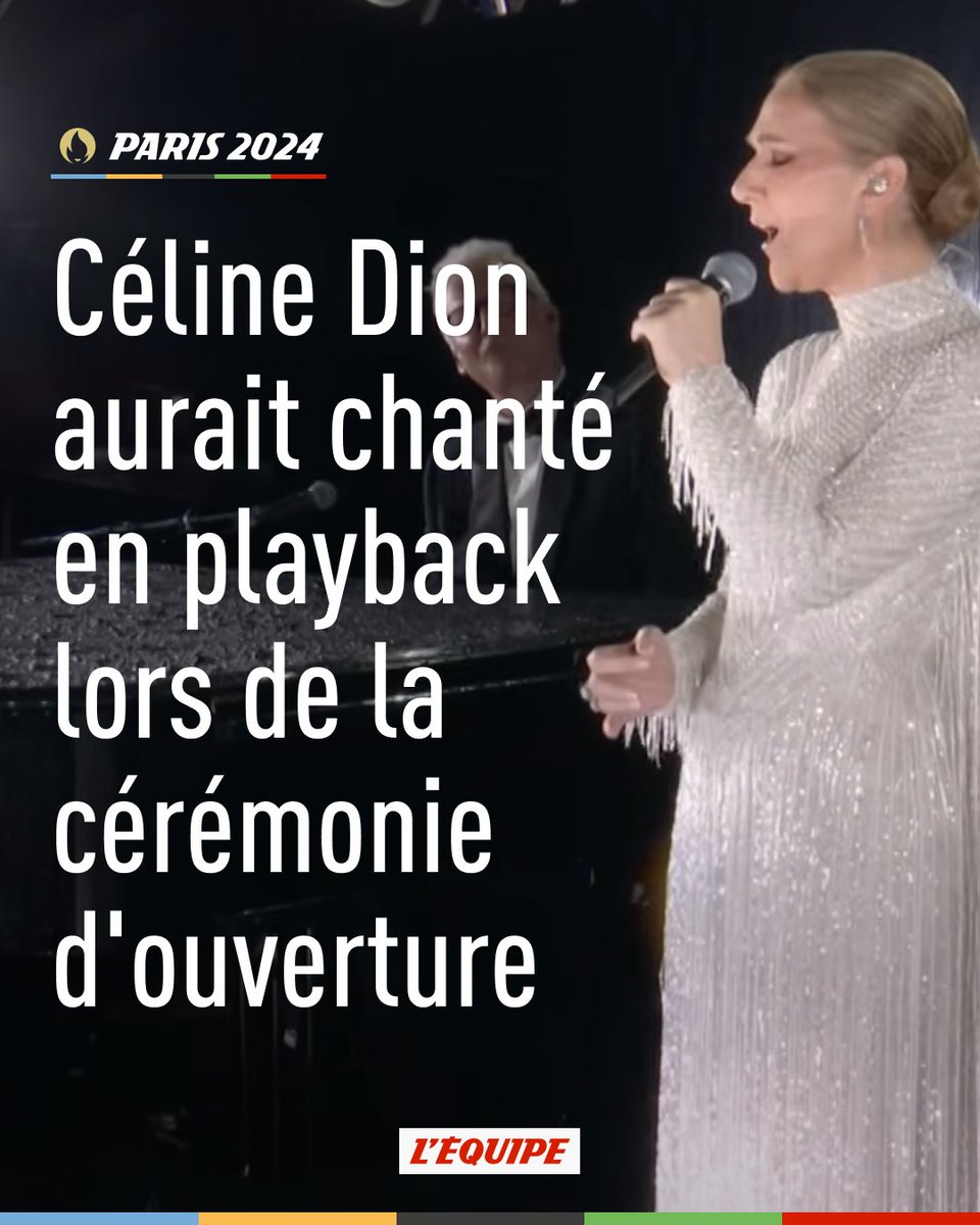 lequipe's tweet photo. Alors que la version de « L'Hymne à l'amour » interprétée par Céline Dion à la cérémonie d'ouverture des JO de Paris 2024 est disponible en streaming depuis ce jeudi, une enquête de « Libération » laisse peu de doutes au fait qu'elle aurait chanté en playback le 26 juillet https://t.co/XB6Yf88JS9