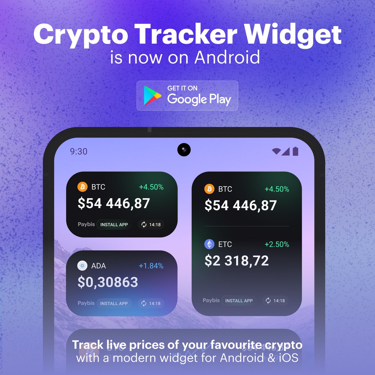 📢 Exciting News! The Crypto Price Tracker by Paybis has finally arrived on  Android! 📱 Now available on both iOS and Android, our app lets you monitor  real-time crypto prices, set customized
