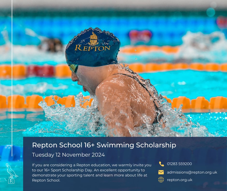 🏊🏼‍♂️ We would be delighted to see you at our 16+ Scholar Day in November. Find the right balance to excel academically, along side your performance swimming! <a href="/ReptonSchool/">Repton School</a> 

📧 Please contact admissions@repton.org.uk to find out more information or to chat with our coaching team!⚡️