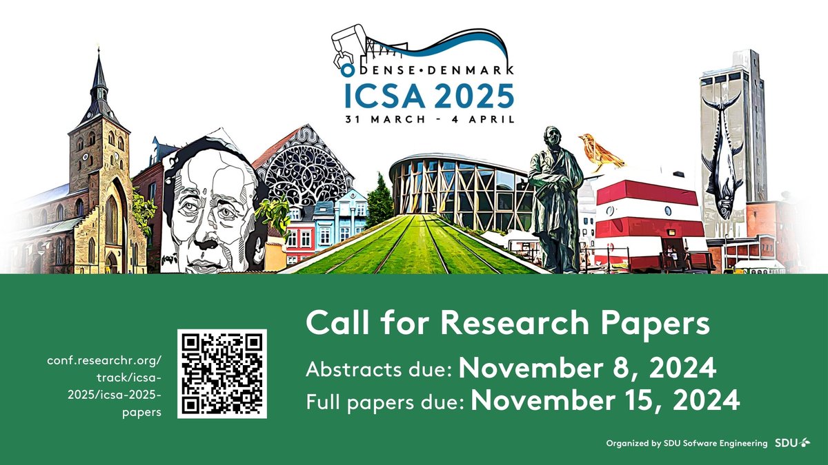 📢 Call for Papers!
Time is ticking! Don't miss your chance to present at ICSA 2025: "Architecting for the Next Generation of Intelligent Systems!" 
🗓️ Abstract due: Nov 8, 2024
🗓️ Full paper due: Nov 15, 2024
More info: conf.researchr.org/track/icsa-202…

#ICSA2025  #WeareICSA