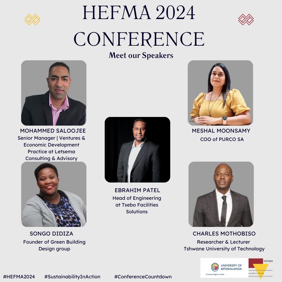 #PURCOSANews | We are immensely proud to announce that our Chief Operating Officer, Ms. Meshal Moonsamy, will be a speaker at the 2024 HEFMA 'Sustainable Campus of the Future' Conference.