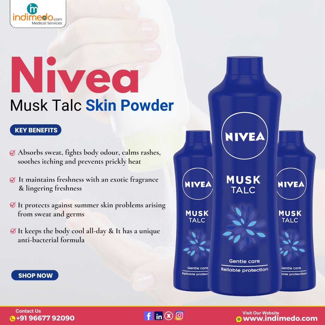 Indimedodotcom's tweet image. Buy Now - indimedo.com/products/skin-…

Nivea Musk Talc Skin Powder
#indimedo #onlinepharmacy #niveamusktalc #skincareessentials #moisturizingpowder #smoothskin #talcpowder #skinhealing #softskin #dailycare #beautyessentials #skinmoisturizer