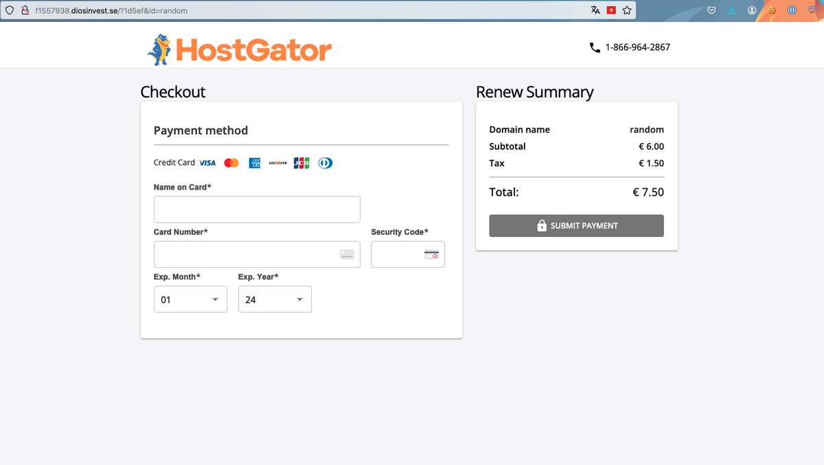 D3LabIT's tweet image. 🚨 Phishing campaign against #Hostgator!

ℹ️ We advise all users to pay attention, phishing attacks targeting hosting providers are becoming more and more frequent!

#IoC:
- http://random[.]hyrep[.]se/?random&amp;amp;id=random
- http://random[.]diosinvest[.]se/?1d5ef&amp;amp;id=random