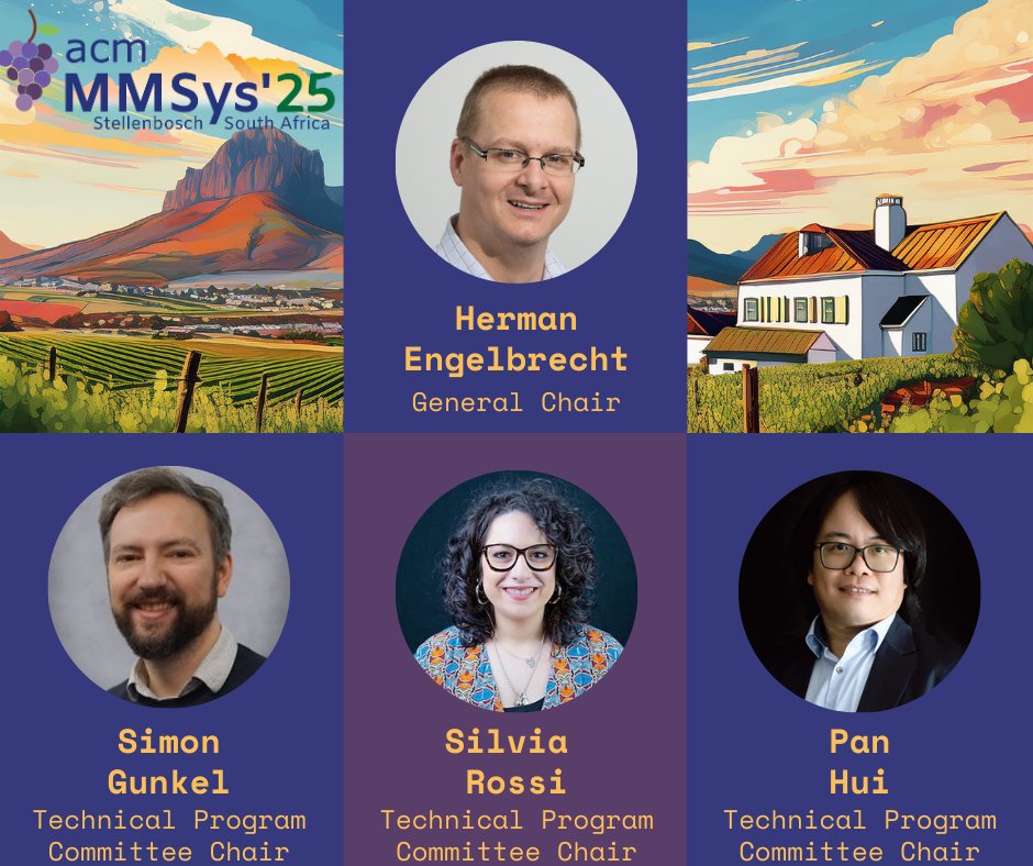 💥 Meet the Organising Committee of MMSys'25!

We are excited to introduce you to our General Chair Herman Engelbrecht, and the Technical Program Committee Chairs, Silvia Rossi, Simon Gunkel, and Pan Hui!

Discover more at: 2025.acmmmsys.org

<a href="/TheOfficialACM/">Association for Computing Machinery</a>
<a href="/sigmm/">ACM SIGMM</a>