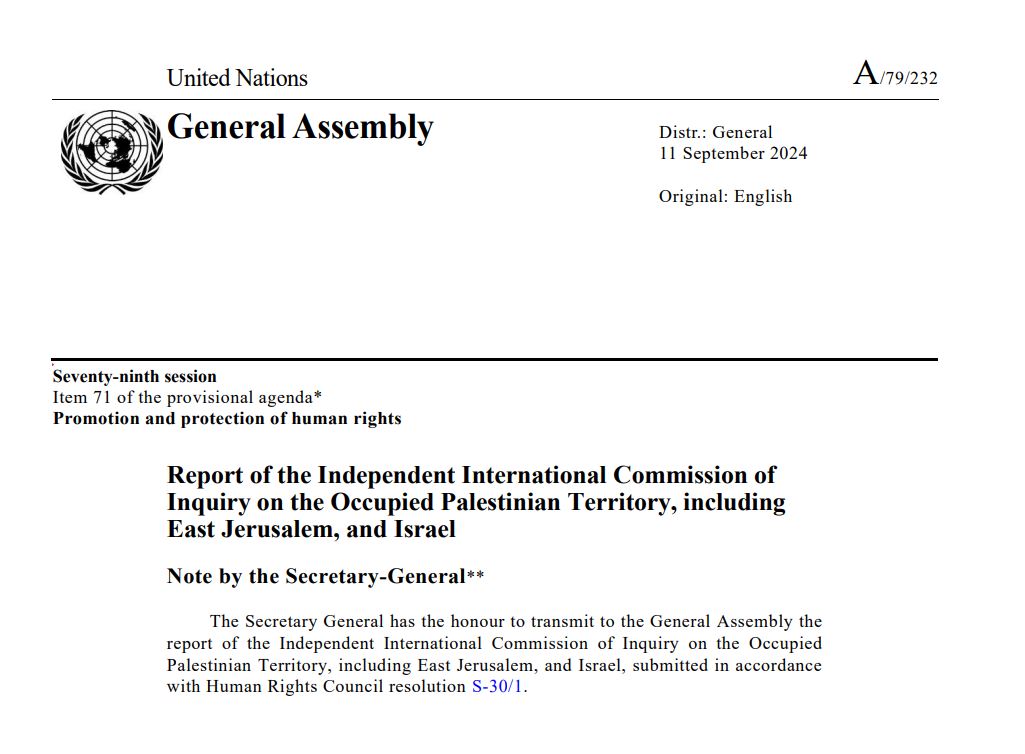 UN Commission of Inquiry on the Occupied Palestinian Territory:

#Israel has perpetrated a concerted policy to destroy #Gaza’s healthcare system as part of a broader assault on Gaza, committing war crimes and the crime against humanity of extermination.

documents.un.org/api/symbol/acc…