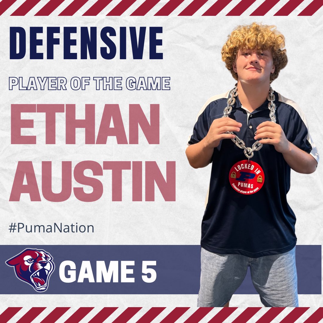 #Game 5️⃣ Defensive Player of the Game! Congratulations <a href="/EthanTAustin/">Ethan T. Austin</a> 💪🏽🏈