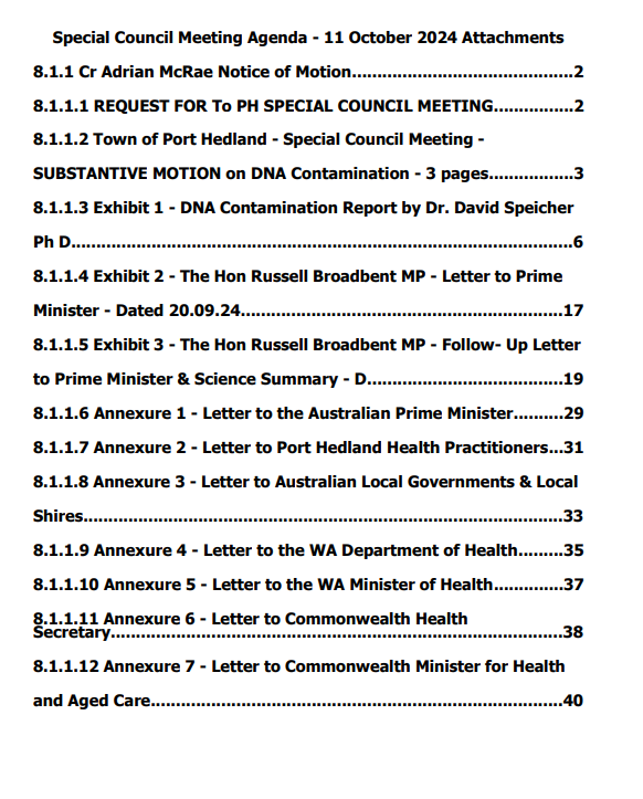 WildColonialGal's tweet image. @mattjcan @SenatorRennick @MRobertsQLD  @SenatorAntic @senatorbabet 

FYI, Pt Hedland Council voting on @BroadbentMP letter to suspend #mRNA vax &amp;amp; call for investigation into DNA/SV40 contaminants.

Agenda + Attachments below, incl Report by @DJSpeicher 

porthedland.wa.gov.au/council-meetin…
