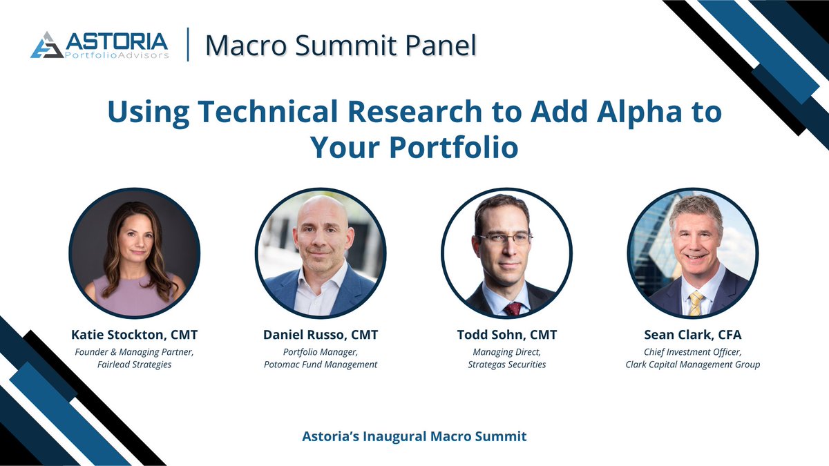 AstoriaAdvisors's tweet photo. At Astoria's Inaugural #MacroSummit on October 29, @StocktonKatie, @DanRusso_CMT, @Todd_Sohn, and Sean Clark, CFA® will share their expertise on how to use technical research to add alpha to a portfolio. 
Learn more at https://t.co/Q9zUvJqGGc
@NasdaqExchange #ETFs #Conference https://t.co/MMr0QUBC03