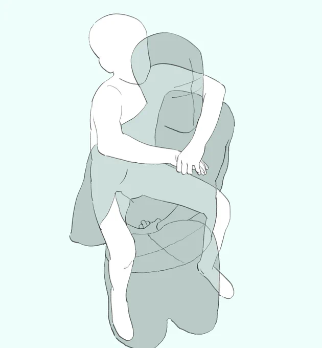 見えない部分も想像して描くと崩れにくい 