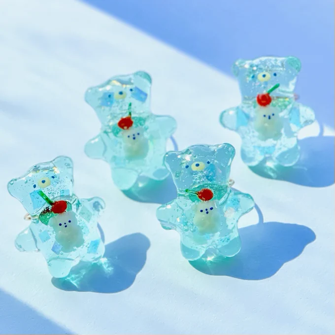 クリームソーダくまインくまができました!! #ハンドメイドアクセサリー