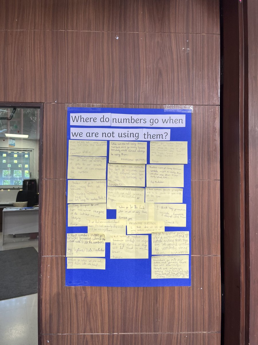 It was ‘(F)hilosophy Friday in Year 5A where students thought about “Where do numbers go when we are not using them?” 
<a href="/TBS_Delhi/">TBS Delhi</a>
