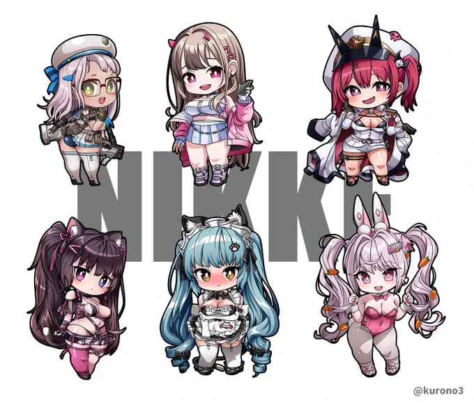 NIKKEデフォルメ今まで描いたやつ1枚にまとめてみた。 #NIKKE 