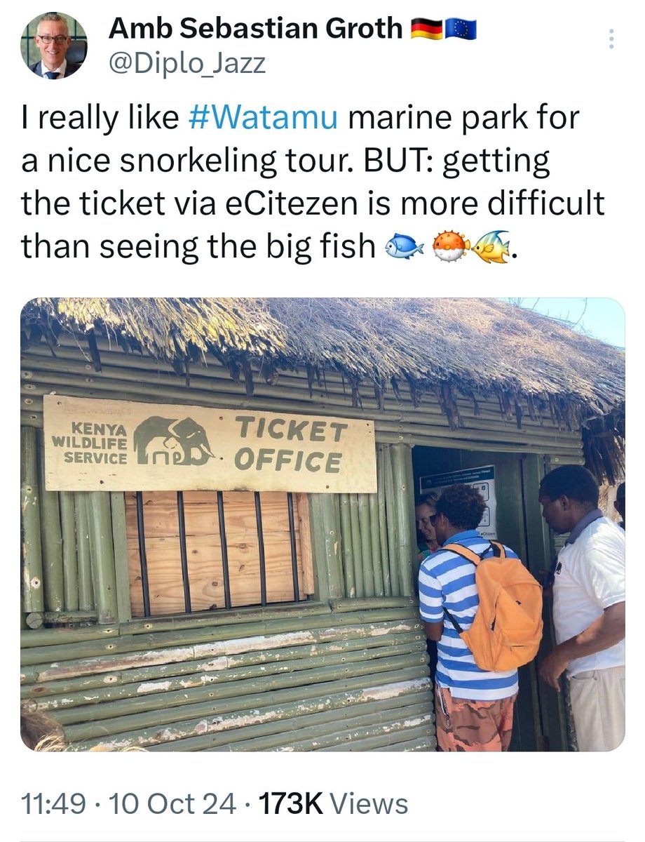mwabilimwagodi's tweet photo. This tweet by the German Ambassador to Kenya exposes the reality that is Ruto the LOOTER'S Kenya. He runs around the country telling Kenyans every thing is perfect while basic things aren't working. His focus is on stealing only. https://t.co/b1QMNRjhYX