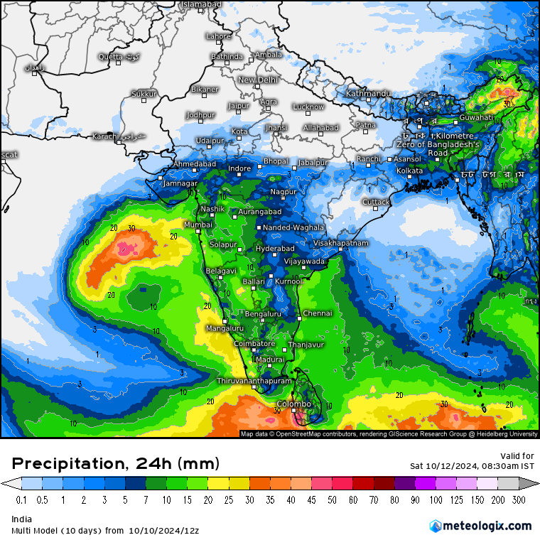 smkirthiga's tweet photo. Oct 11: The Low in Arabian sea has high probability of becoming Depression in coming hours. Under the influence, we can expect moderate -heavy rains in Kerala, Karnataka, Maharashtra. Parts of TN, Andhra Gujarat can receive considerable rains. https://t.co/dmEPwWEosG