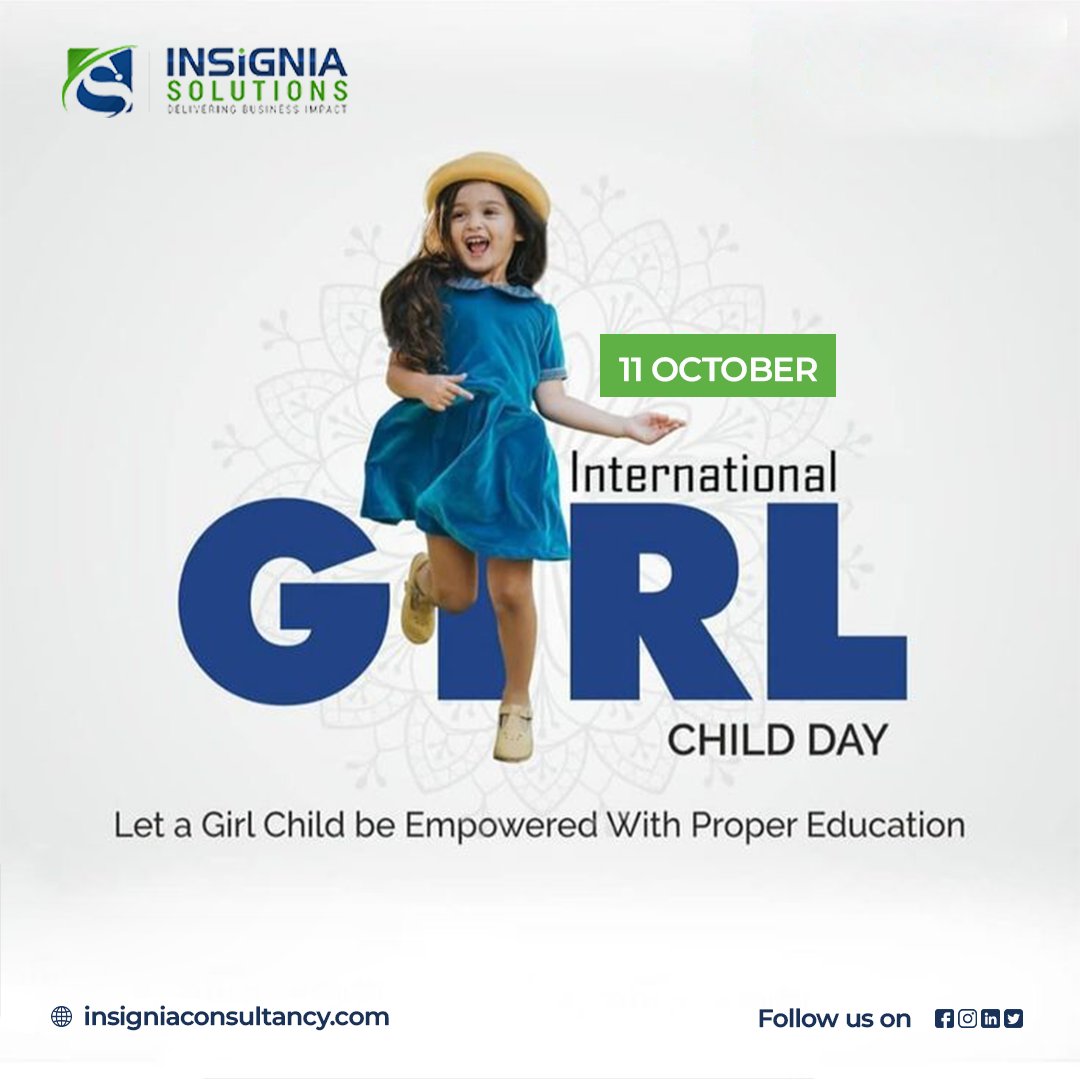 InsigniaSolu's tweet photo. Happy International Day of the Girl Child! At Insignia, we recognize that empowering girls is crucial for a brighter future.

#girlchild #womenempowerment #girlchildeducation #education #girl #girlpower #girls #charity #love #support #child... https://t.co/IyJjTCQD7m https://t.co/XdMGwqpGNF