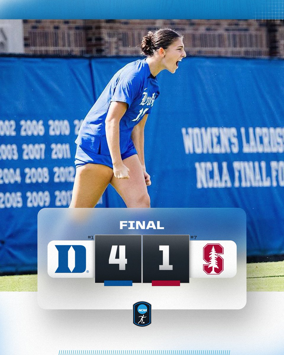 BLUE DEVILS ON TOP 🥶

No. 1 <a href="/DukeWSOC/">Duke Women's Soccer</a> defeats No. 7 Stanford, 4-1.

#NCAASoccer