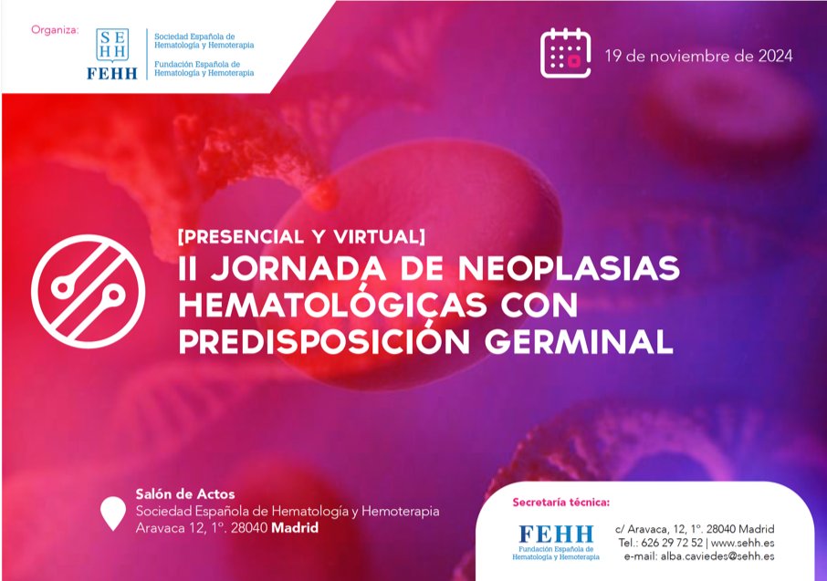 Con la excusa de  la edición del manual SEHH de predisposición nos juntamos, en Madrid el martes 19 Nov, para aprender y debatir sobre el tema. Para consultar programa, registro gratuito (tb para seguir online) y envío de casos clinicos: sehh.es/servicios-para…
Os esperamos!