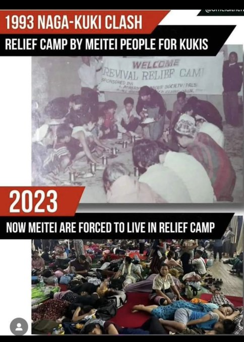 LaishramDeepika's tweet photo. Hospitality met with bloodshed – unforgivable!

Back in 1993, during the #Naga-#Kuki clashes, the #Meitei community opened their hearts and homes to the #Kukis, providing relief camps and safe haven. Fast forward to 2023, and this is how they repay us? 
With violence and betrayal against the very people who saved them? Shame on these refugees who now attack the land that gave them shelter. They have no claim here and should be deported to where they came from.  #ManipurViolence #UnthankfulGuests #DefendOurLand 
@ramindesai @VladAdiReturns #NarcoTerrorism #Manipur #KukiTerrorists #SaveManipur #Noseparateadministration #ManipurViolence @narendramodi  @PMOIndia @HMOIndia @AmitShah @NBirenSingh @TOIIndiaNews @ANI @ndtv @republic #DrugsHataoBharatBachao #SaveMeiteiSaveIndia #Kuki_ZoEngineeredViolence @TheWarOnDrugs