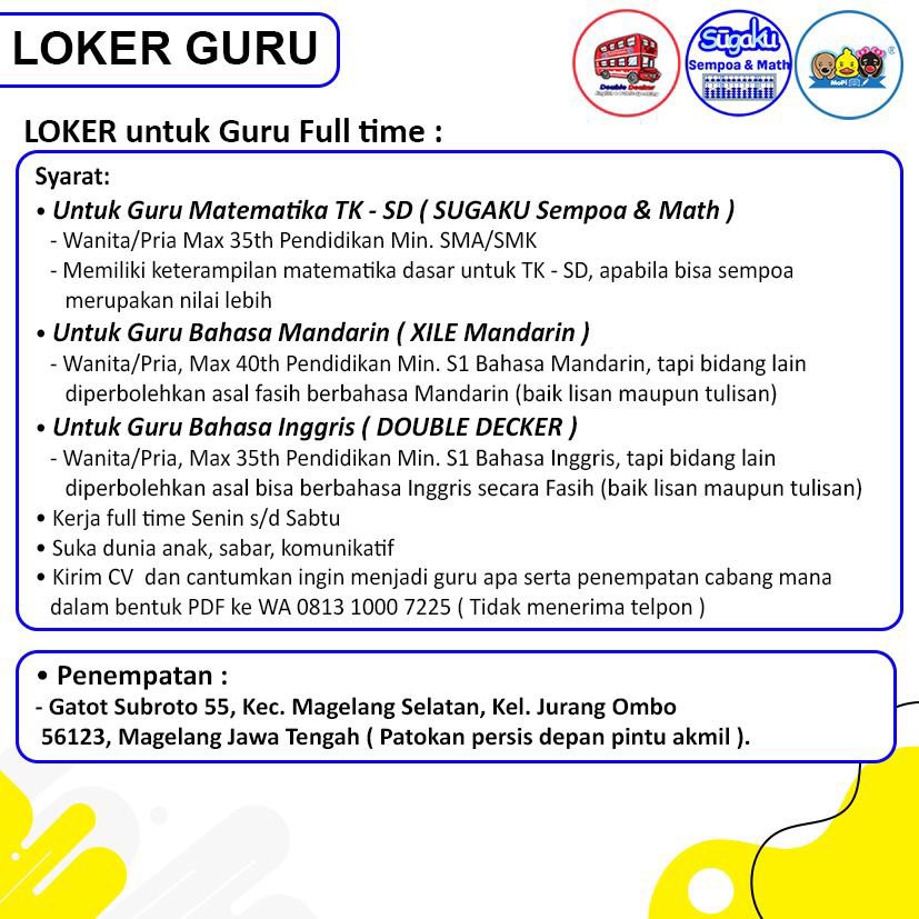 haegurlzz's tweet photo. @worksfess hallo ditempatku lagi cari loker untuk guru di magelang kali aja minat kakk https://t.co/IbE6BLSpAZ