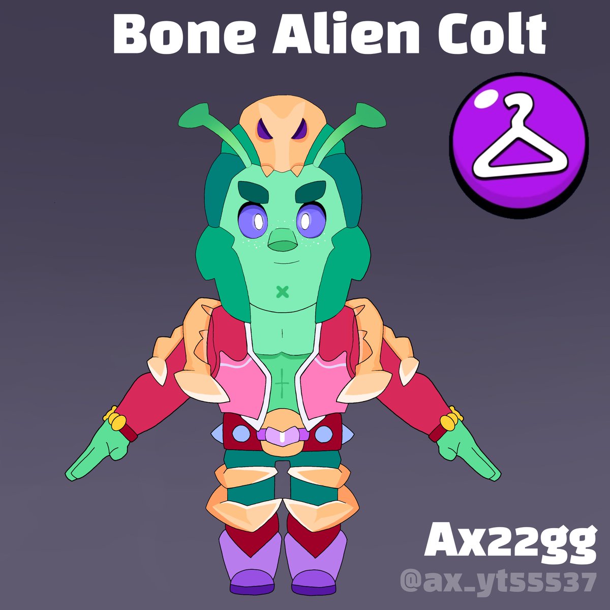 Finally, another skin! 
Bone Alien Colt
Price: 149 gems
#BrawlStars #conceptart #BrawlStarsArt