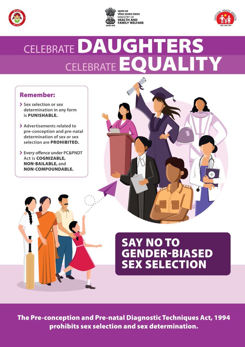 MoHFW_INDIA's tweet image. Every girl deserves an equal opportunity to succeed. Let&apos;s work together to create a world free from Gender-Biased Sex Selection.
.
.
#InternationalGirlChildDay #GirlEmpowerment #PCPNDTAct