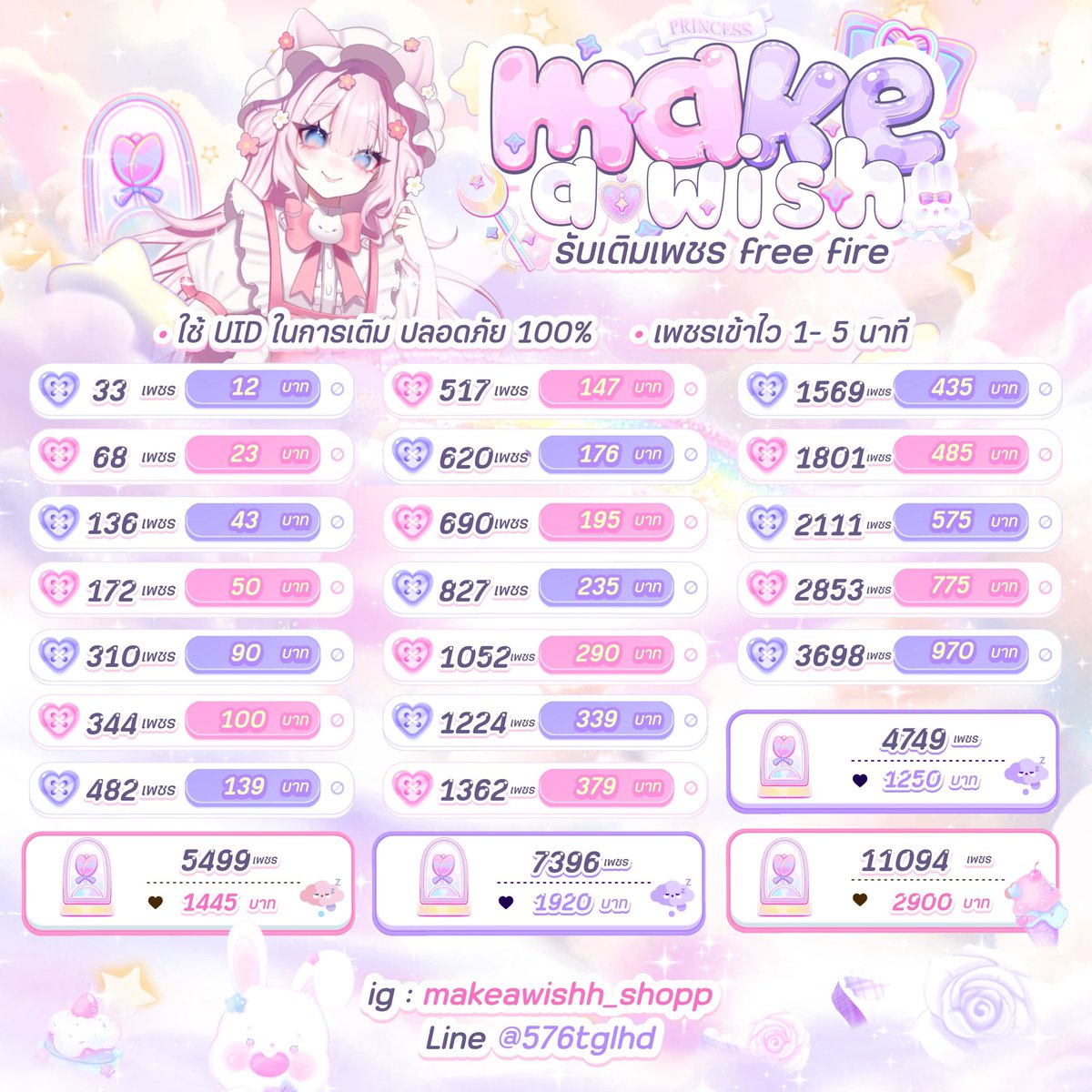 ⸗ 🐠 free fire ⸃⸃ ᝰ UID  ⤸₊ 🫧☔️

◟✿ ใช้แค่ UID ในการเติม ปลอดภัย
◟✿ รอเติม 1-5นาที เท่านั้น! ไวสุ้บๆ

꒰ 🧁 ˚ lin.ee/5EAGgqa  ꒱   𖥻

#เติมff #เติมฟีฟาย #ฟีฟาย #freefire #เติมเพชรฟีฟาย #เติมเกมff #รับเติมฟีฟาย #รับเติมเพชร #เติมเพชร #ร้านฟอร์บอท