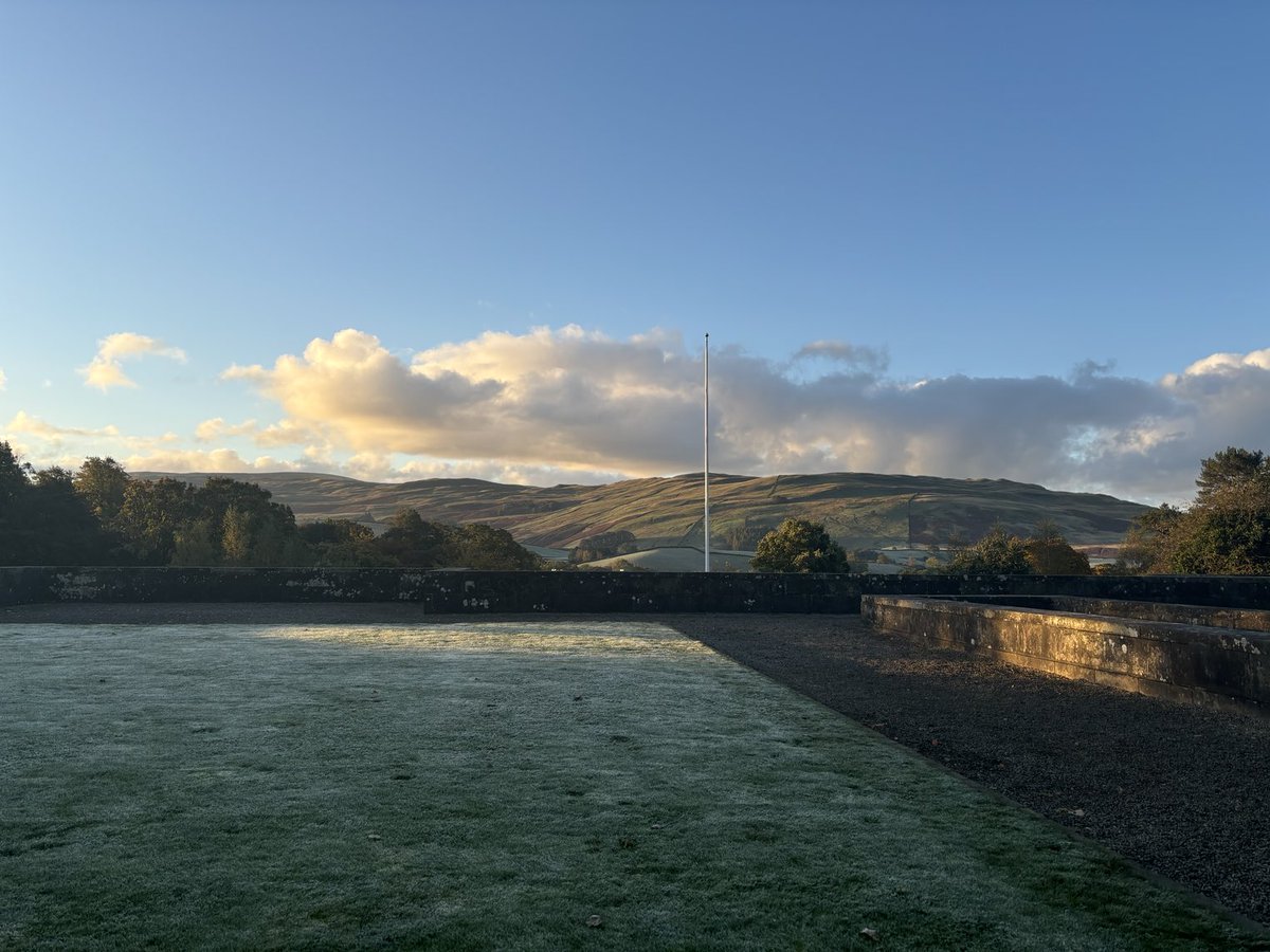 The sun peeks through on the first frost of the year. 

The first half term of the year draws to a close. However, our classicists are already in Athens, the 1st, 2nd &amp; B1 XVs are on their way to Dublin, and A1 set off to Cambridge later today. 

Happy holiday when it arrives!