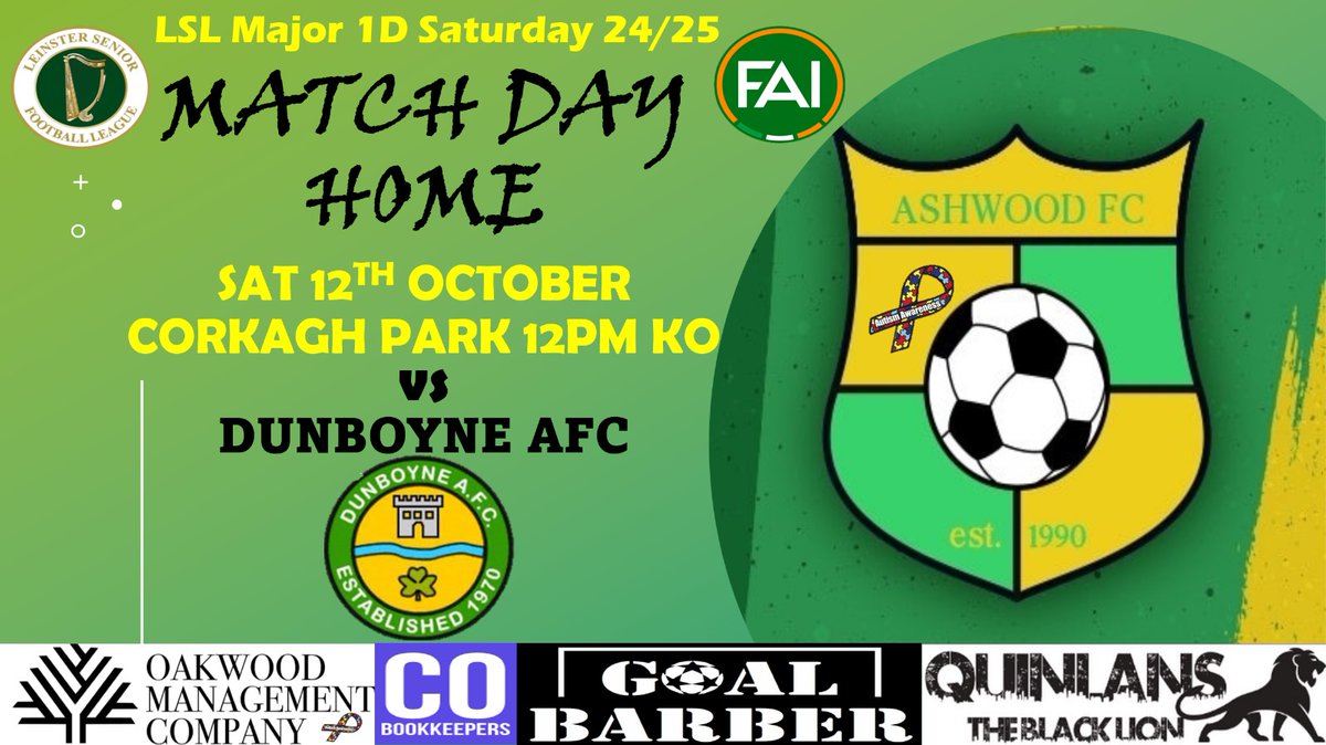 ashwood_fc's tweet image. 💚💛

@oakwoodmanagement 
@quinlansblacklion 
@goalbarber 
CO Bookkeepers 
@LSLLeague