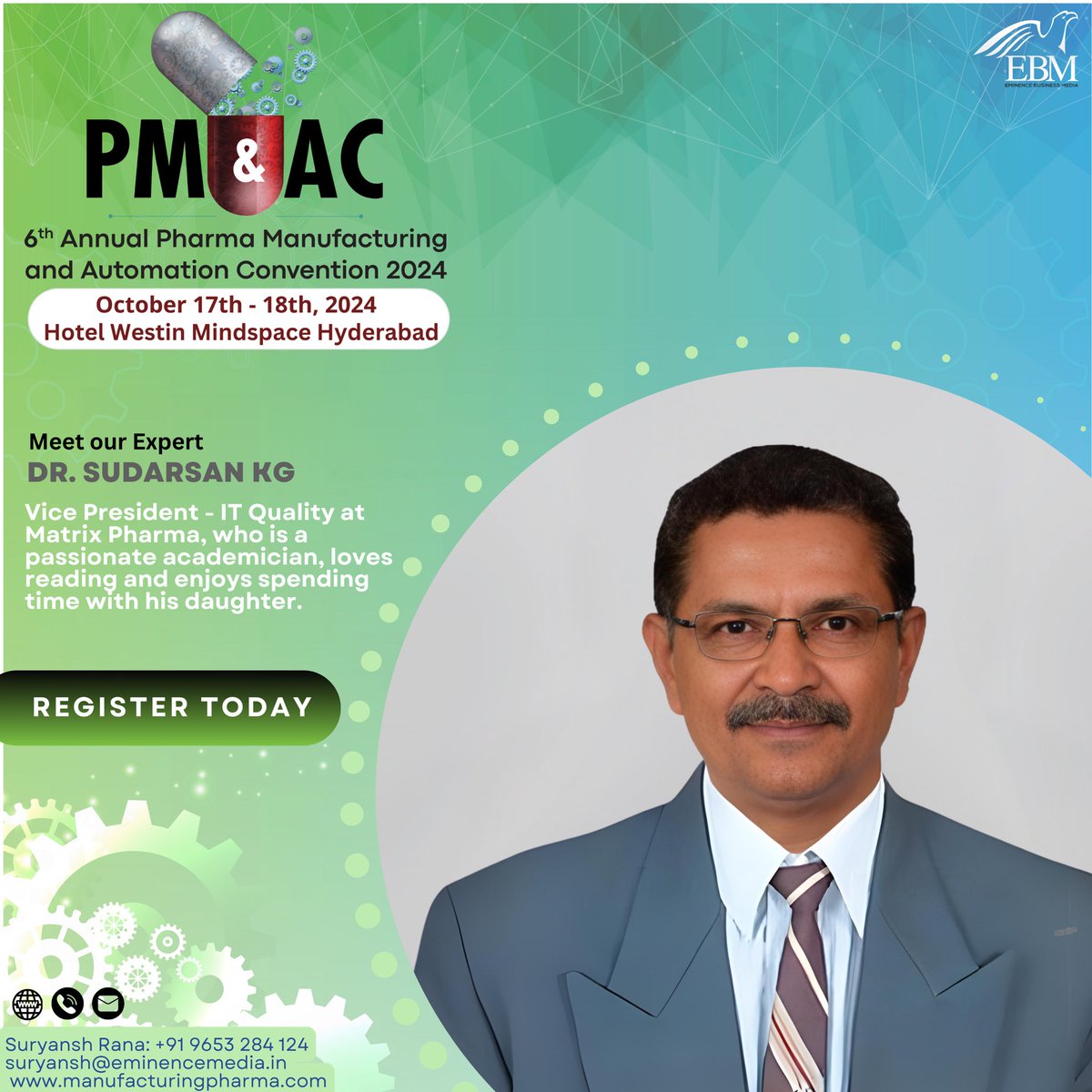 eminence_group9's tweet photo. Curious about the future of pharma digitization? Dr. Sudarsan KG will help clear the fog around common misconceptions in the industry. Join him at the 6th Annual Pharma Manufacturing and Automation Convention 2024 for an engaging Q&amp;A session,
(Continue in comments)… https://t.co/DrRSy0avi8