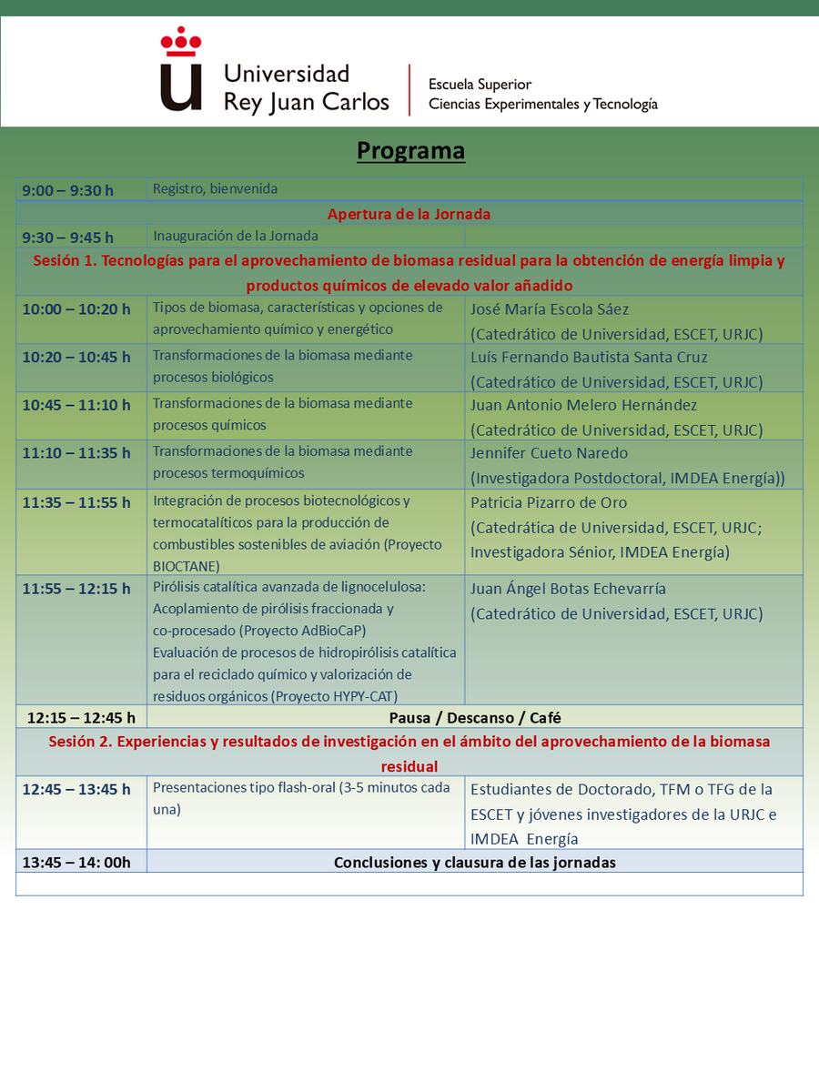Nos vemos dentro de un rato en las Jornadas sobre Tecnologías de Aprovechamiento de Biomasa Residual, en el Aula 105 del Departamental II.