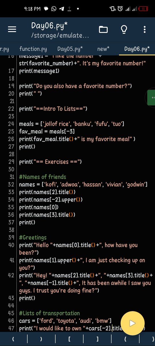 tee_sec's tweet photo. Day 06 of #100DaysofPythonCoding
๐I learnt listing https://t.co/PAvtLI6xtS