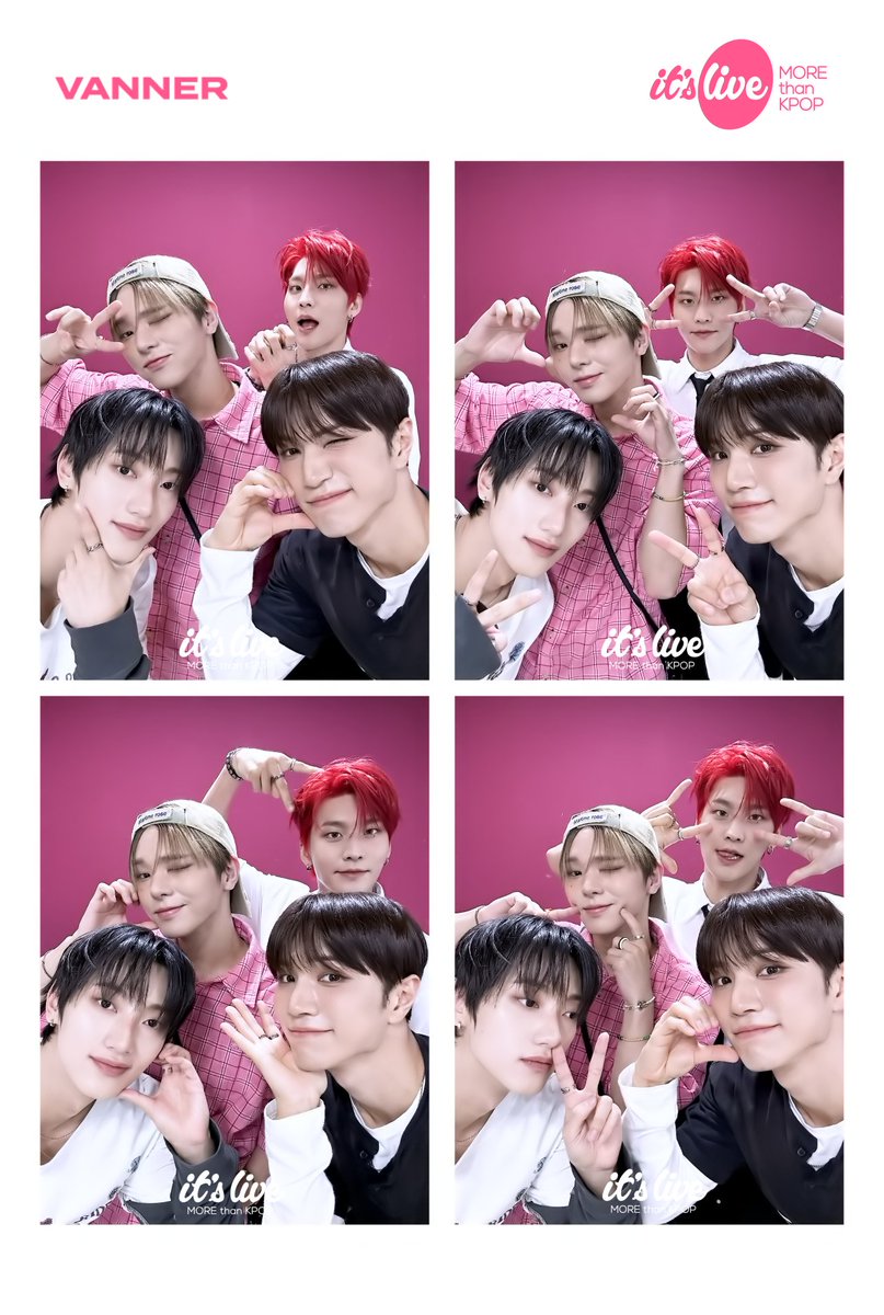 itsLIVEofficial's tweet photo. VANNER가 추천하는 네컷 포즈!✨
지금 바로 it's Live 틱톡에서 배너의 잇라네컷 촬영 영상을 확인하세요💗
▶https://t.co/plrWiKpeyj◀
#itsLive #VANNER #KPOP #잇츠라이브 #잇라네컷 #인생네컷 #PhotoBooth #itsLive4Cut https://t.co/BhkOwcOdT4