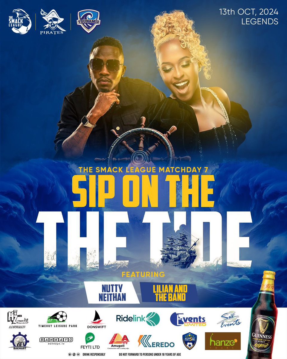 TsunamizFC's tweet photo. The Countdown is on! Get ready for live performances from  the Ever Blazing :

@lmbabazi 🔥
 @nuttyneithanug 
 
Don’t miss out ‼️

2Days to go…… 

@TheSMACKLeague Day 7 hosted by the @PiratezFC and #tsunamis Sunday 13th Oct. at @LegendsKla 

#tsunamis
#TSL7 
#MatchDay7 https://t.co/mhLcJH9n3h