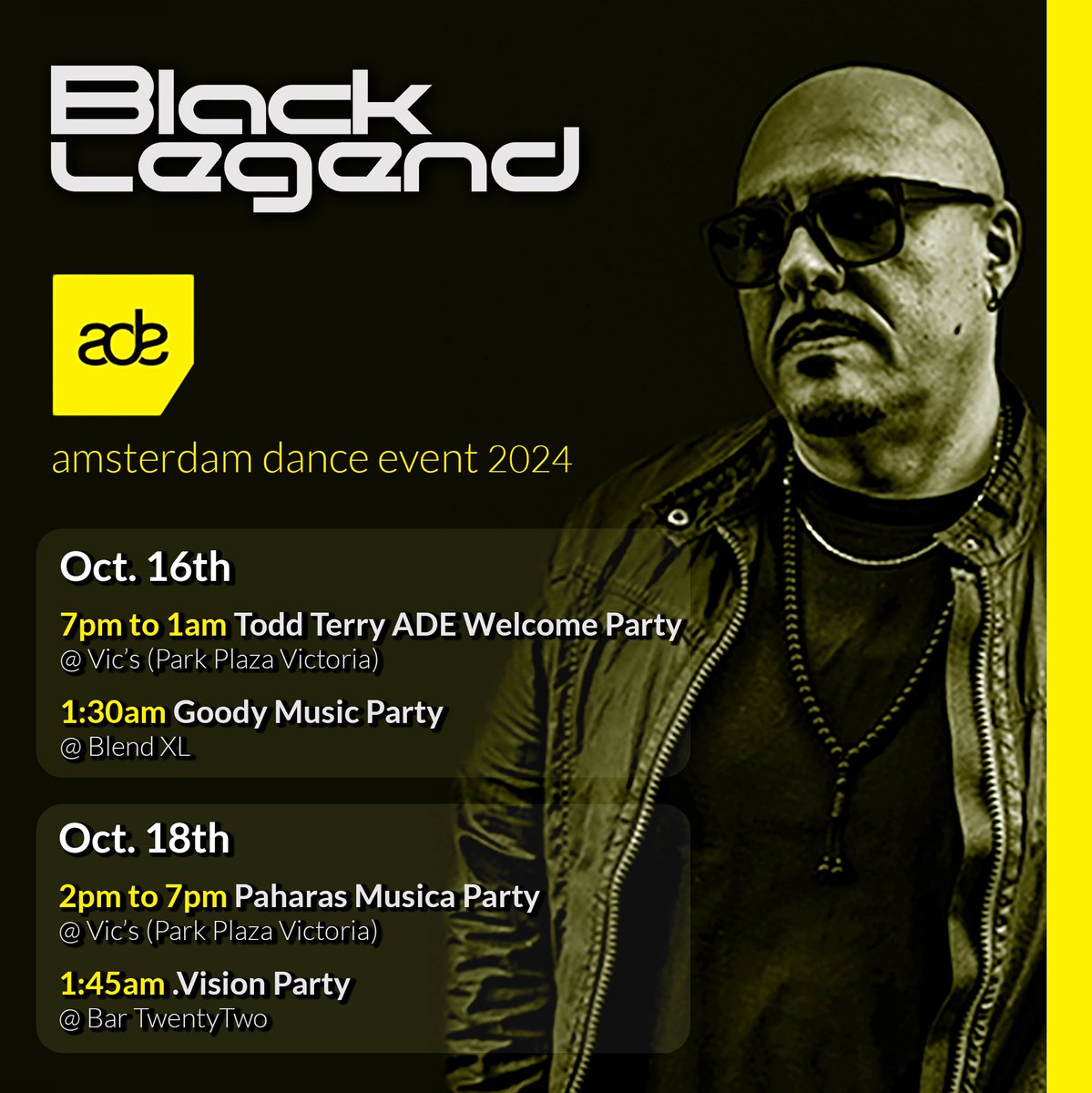 Next week's plans! If you will be in Amsterdam come and join me for some proper House Music action!

#blacklegend #housemusic #houseclassics #dj #djlife #ade #ade2024 #amsterdam