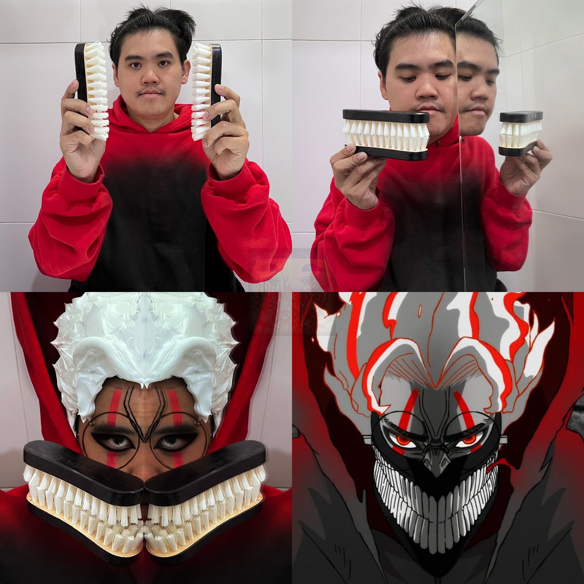 LOWCOSTCOSPLAY's tweet photo. Okarun DANDADAN
#lowcostcosplay #dandadan #okarun #takakuraken #turbogranny #brush #laundrybrush #shavingcream #art #delicious https://t.co/Bo65tGfnW2