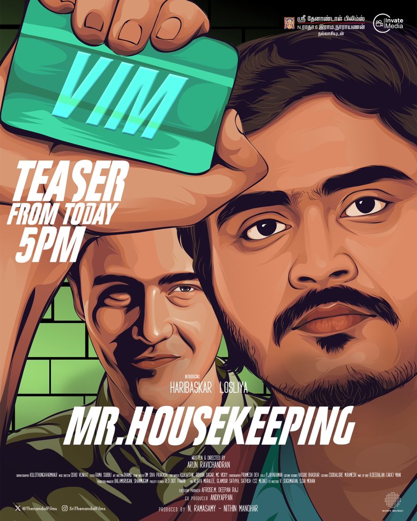Thenandal Films (@thenandalfilms) on Twitter photo First rule of F̶i̶g̶h̶t̶ C̶l̶u̶b̶ Mr.Housekeeping is.. You do talk about Mr.Housekeeping 😁
#MrHousekeepingTeaser from today 5 PM 💥
#WhatIf #Mrhousekeeping #SriThenandalFilms #TSL #InvateMedia #HariBaskar #Losliya
Written & Directed by:
#ArunRavichandran
<a href="/ThenandalFilms/">Thenandal Films</a> First rule of F̶i̶g̶h̶t̶ C̶l̶u̶b̶ Mr.Housekeeping is.. You do talk about Mr.Housekeeping 😁
#MrHousekeepingTeaser from today 5 PM 💥
#WhatIf #Mrhousekeeping #SriThenandalFilms #TSL #InvateMedia #HariBaskar #Losliya
Written & Directed by:
#ArunRavichandran
<a href="/ThenandalFilms/">Thenandal Films</a>
