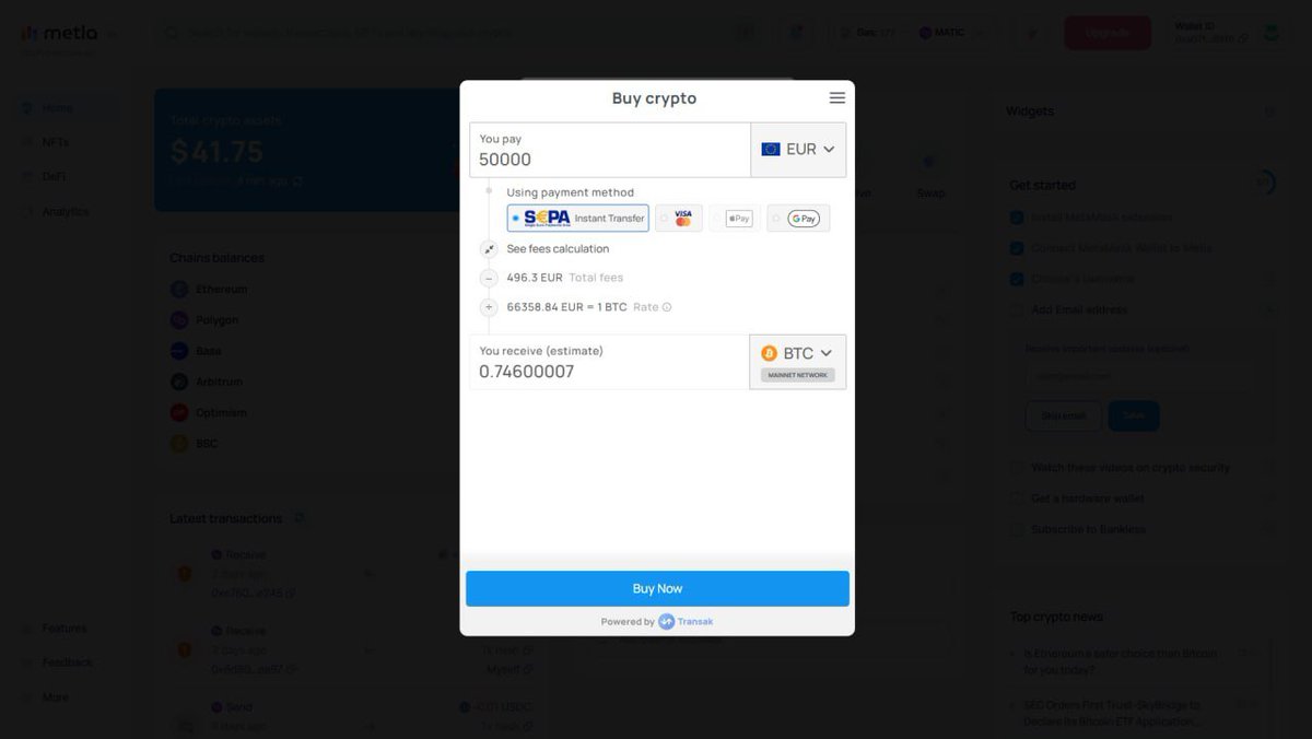 Buy BTC and other cryptocurrencies using your bank card! 150+ countries &amp; 160+ currencies available!

metla.com