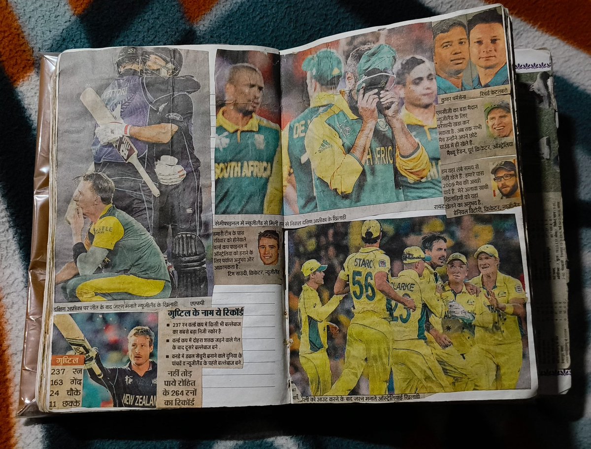 Rayan_zain_'s tweet photo. Just pasted these epic memories from the 2015 World Cup in my diary! 🏏📖 Reliving the thrill of every boundary, every wicket, and those legendary moments! 🌟 
A true cricket fan's treasure. #WorldCup2015 #CricketDiaries
#TeamIndia https://t.co/32P298okBG