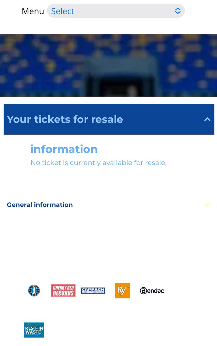 Mark86122871's tweet photo. @AFCWimbledon The guidance doesn’t seem to work on mobile, I get to “Resell Tickets” and get this blank screen. Any ideas? https://t.co/cPRuuu0N5a