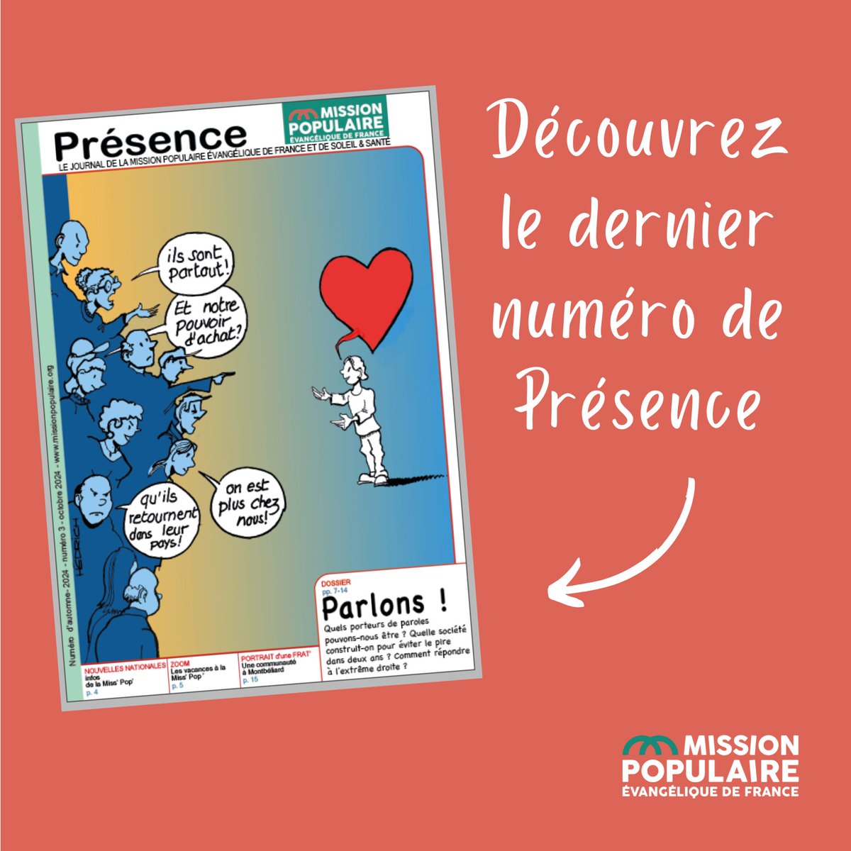 📰 Le nouveau numéro de Présence est disponible !  Découvrez dès maintenant l’édito en accès libre 👉 urlz.fr/szoX  

Et rendez-vous sur notre site pour vous abonner !

#Présence #MissionPopulaire #Solidarité #EngagementSocial