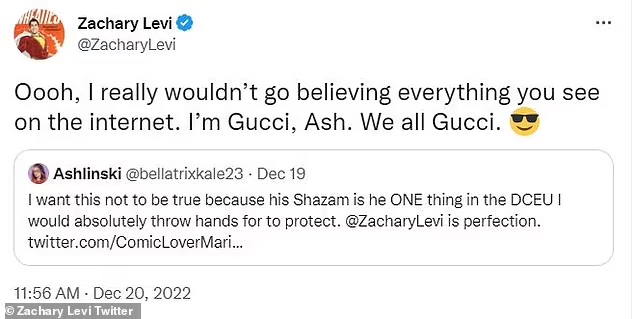 SamuEl_KentMan's tweet photo. A story in four pictures... #ZacharyLevi #Shazam #ZacharyLevisCareerIsOver #NotGucci  

Narrator: He was, in fact, not Gucci. https://t.co/4IWTJ33iMh