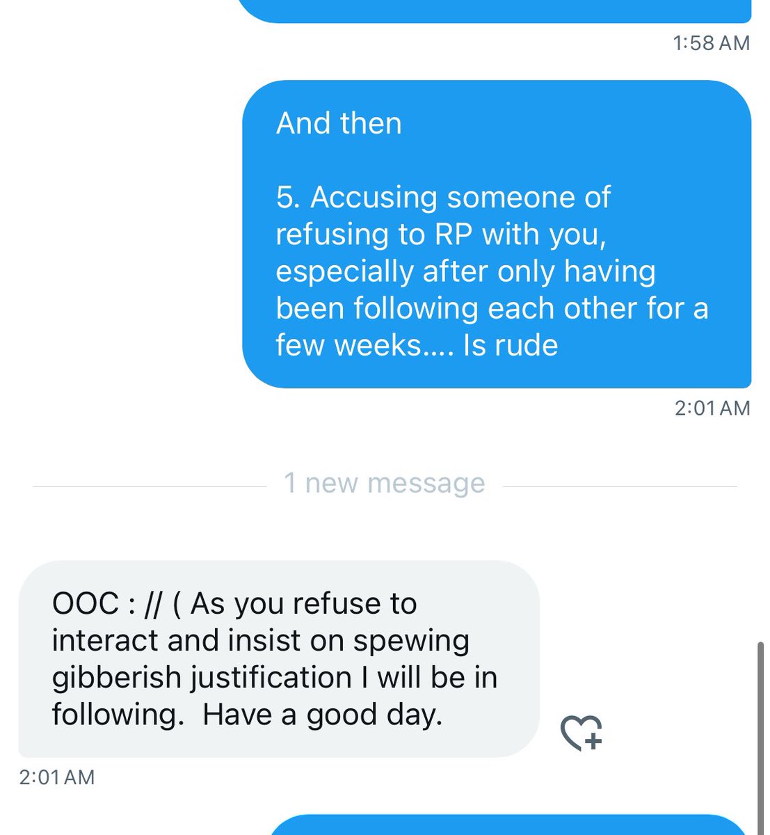 BeastlyArcher's tweet photo. || Talk about rude. 

Accusing me of “refusing to RP with him” and then saying I am spewing gibberish when I try to explain how small-casual/crack RP tends to work. https://t.co/ic1v9umRl2