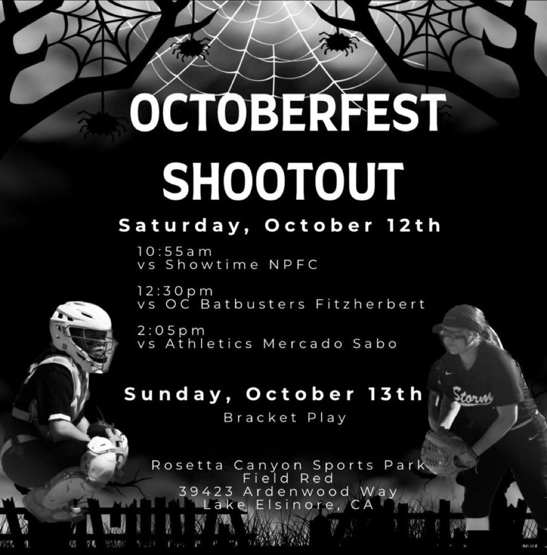 Octoberfest schedule. Come check us out 
If you can’t make it out to Cali check us out on GameChanger 🥎🥎