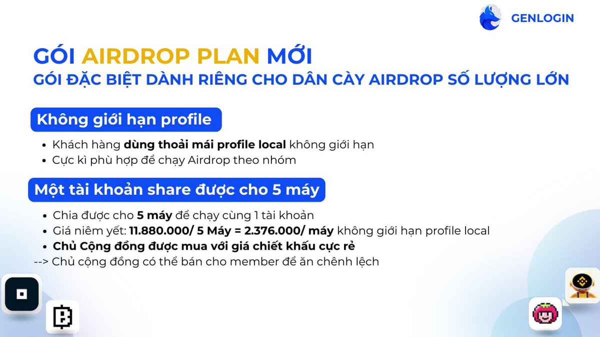 Trong_Hatachi's tweet photo. Bên Genlogin mới ra gói cực rẻ cho anh em
✅Genlogin có ưu đãi cho cộng đồng Trong_Hatachi
🌠Tên gói: Airdrop Plan
✔️Không giới hạn profile local (lưu profile trên máy tính
✔️Giá rẻ bèo
✔️Gói Airdrop Plan sẽ bào gồm 5 tài khoản con
- Mỗi tài khoản con dùng cho 1 máy khác nhau
📌Được ưu đãi rẻ hơn hình
-Giá gói lớn : 10,7tr
-Mỗi acc con giá :2,3tr
👍🏻Rẻ hơn bên gen công khai là 2tr
Ai cầm thì liên hệ nhé!
@trong_hatachi