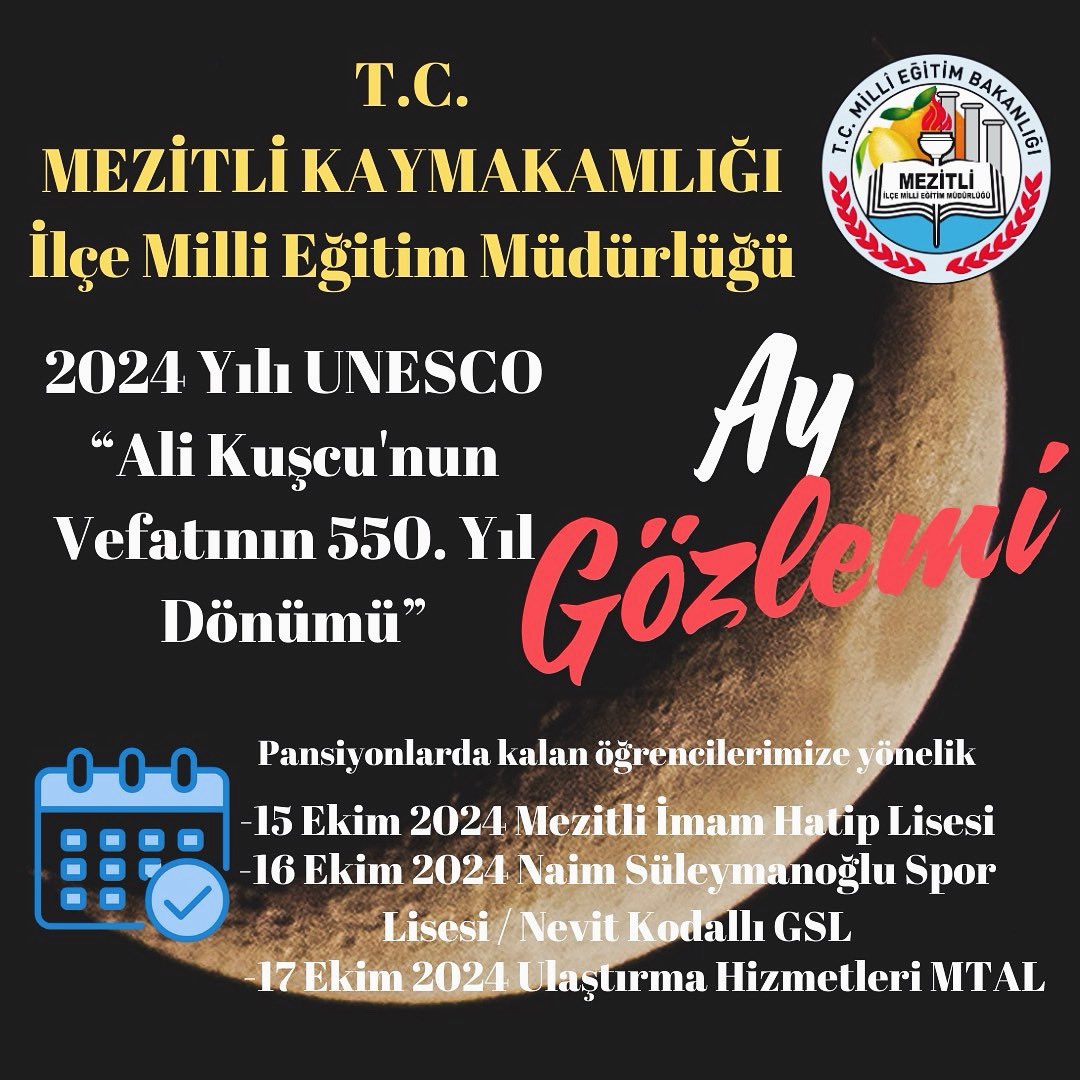 Ali Kuşçu'nun Vefatının 550. Yıl Dönümünü Etkinliklerle Anmaya Devam Ediyoruz

<a href="/tcmeb/">Millî Eğitim Bakanlığı</a> 
<a href="/MersinMEM/">Mersin İl Millî Eğitim Müdürlüğü</a> 
<a href="/fazilet_durmus/">Fazilet Öğretmen 🇹🇷</a>