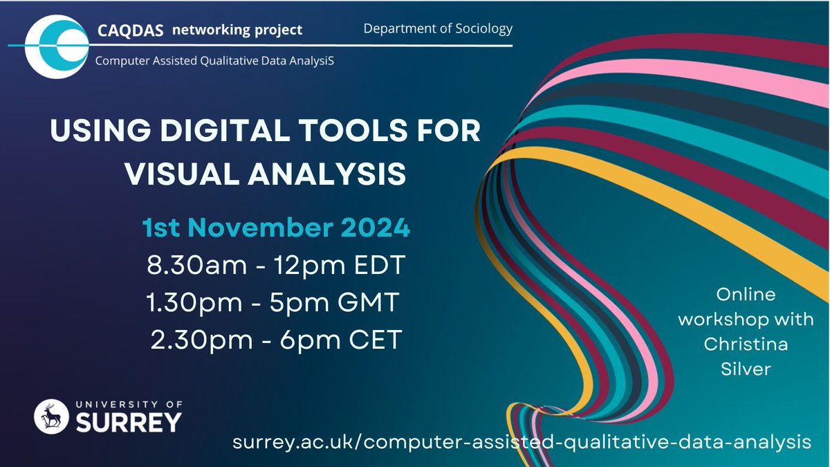 Christina_QDAS's tweet photo. Calling all researchers using visual materials - come join us to discuss which digital tools can help with your analysis
https://t.co/6HSPqn7Vcb
#qualitative #QualitativeResearch #QualitativeMethods #qualmethods #QDASoftware #phd #phdchat https://t.co/v2y7WoJpgo