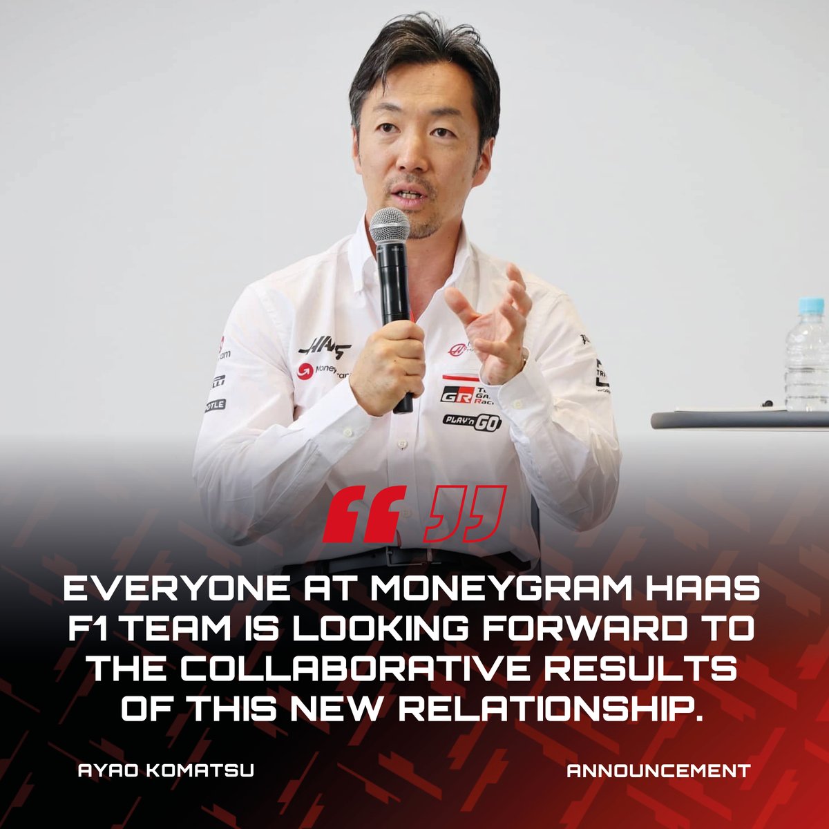 HaasF1Team's tweet image. "I’m hugely excited that MoneyGram Haas F1 Team and TOYOTA GAZOO Racing have come together to enter into this technical partnership.” 🤝

🗣️ Ayao Komatsu

#HaasF1 #F1