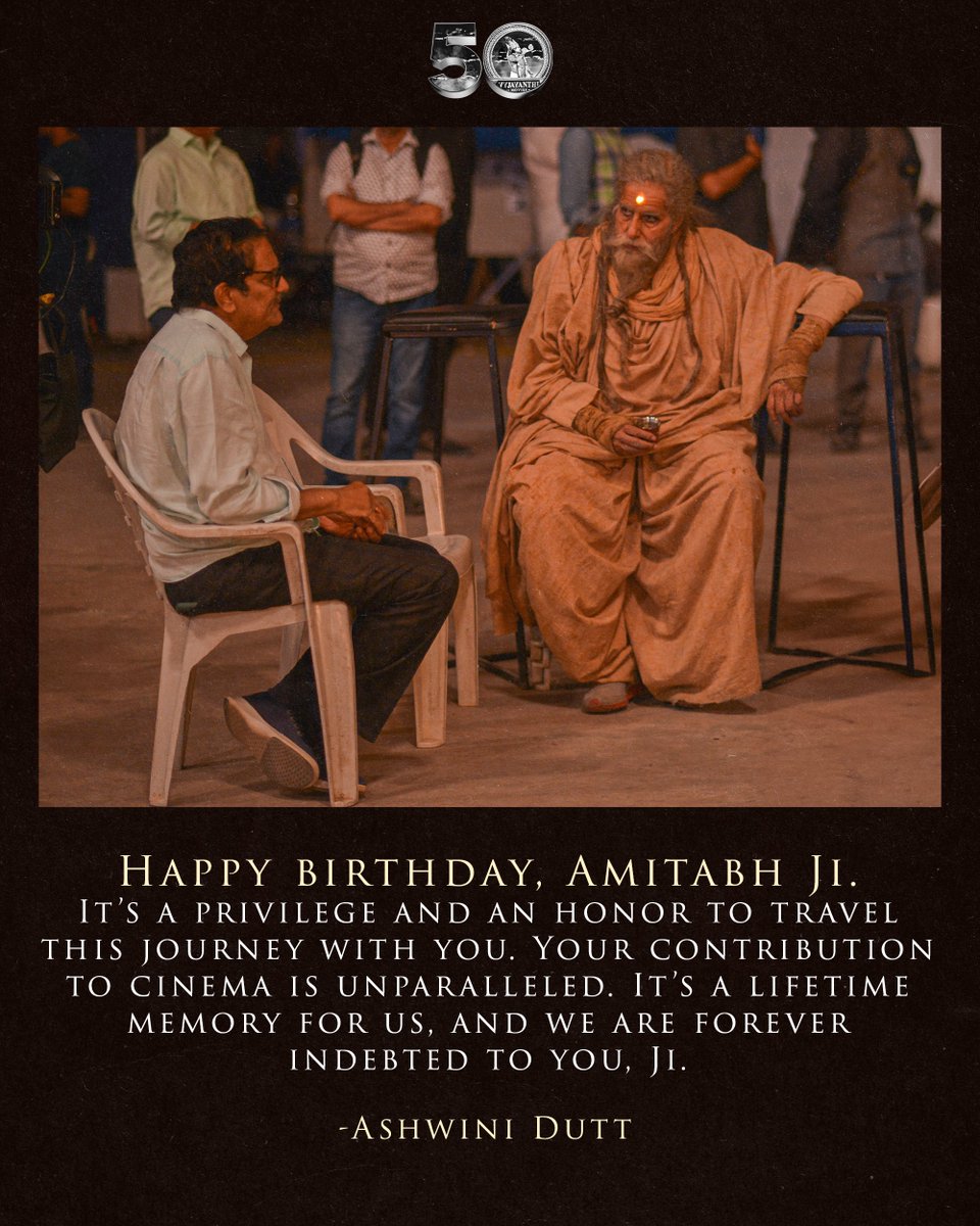 Chalasani Aswini Dutt (@ashwiniduttch) on Twitter photo Happy birthday, <a href="/SrBachchan/">Amitabh Bachchan</a> ji . It’s a privilege and an honor to travel this journey with you. Your contribution to cinema is unparalleled. It’s a lifetime memory for us, and we are forever indebted to you, Ji…. Happy birthday, <a href="/SrBachchan/">Amitabh Bachchan</a> ji . It’s a privilege and an honor to travel this journey with you. Your contribution to cinema is unparalleled. It’s a lifetime memory for us, and we are forever indebted to you, Ji….